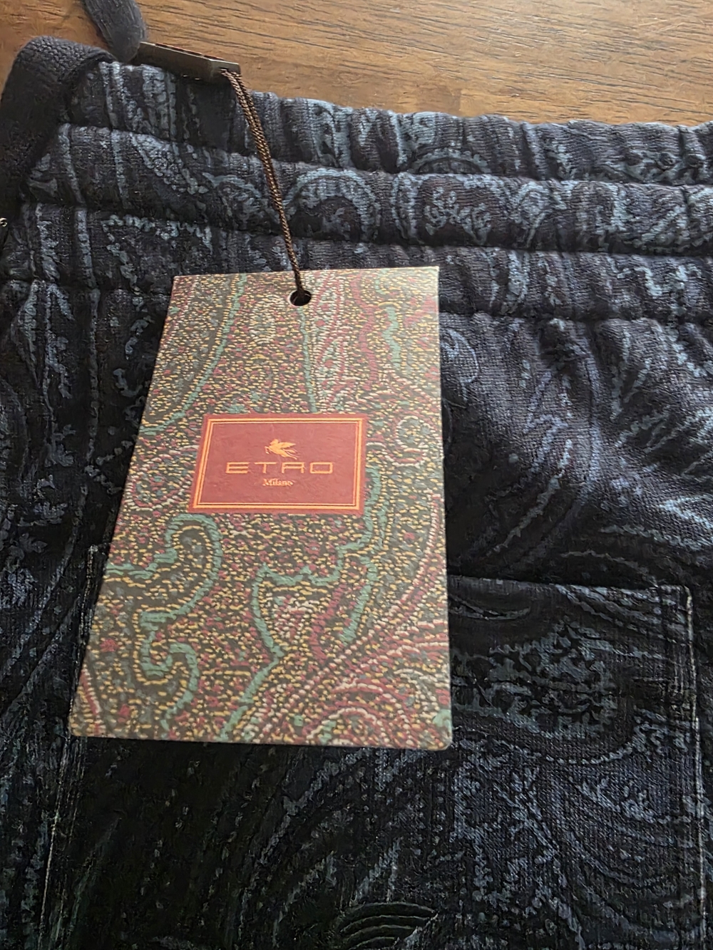 Etro Men's Paisley Jogger Pants in Navy - Picture 3 of 4